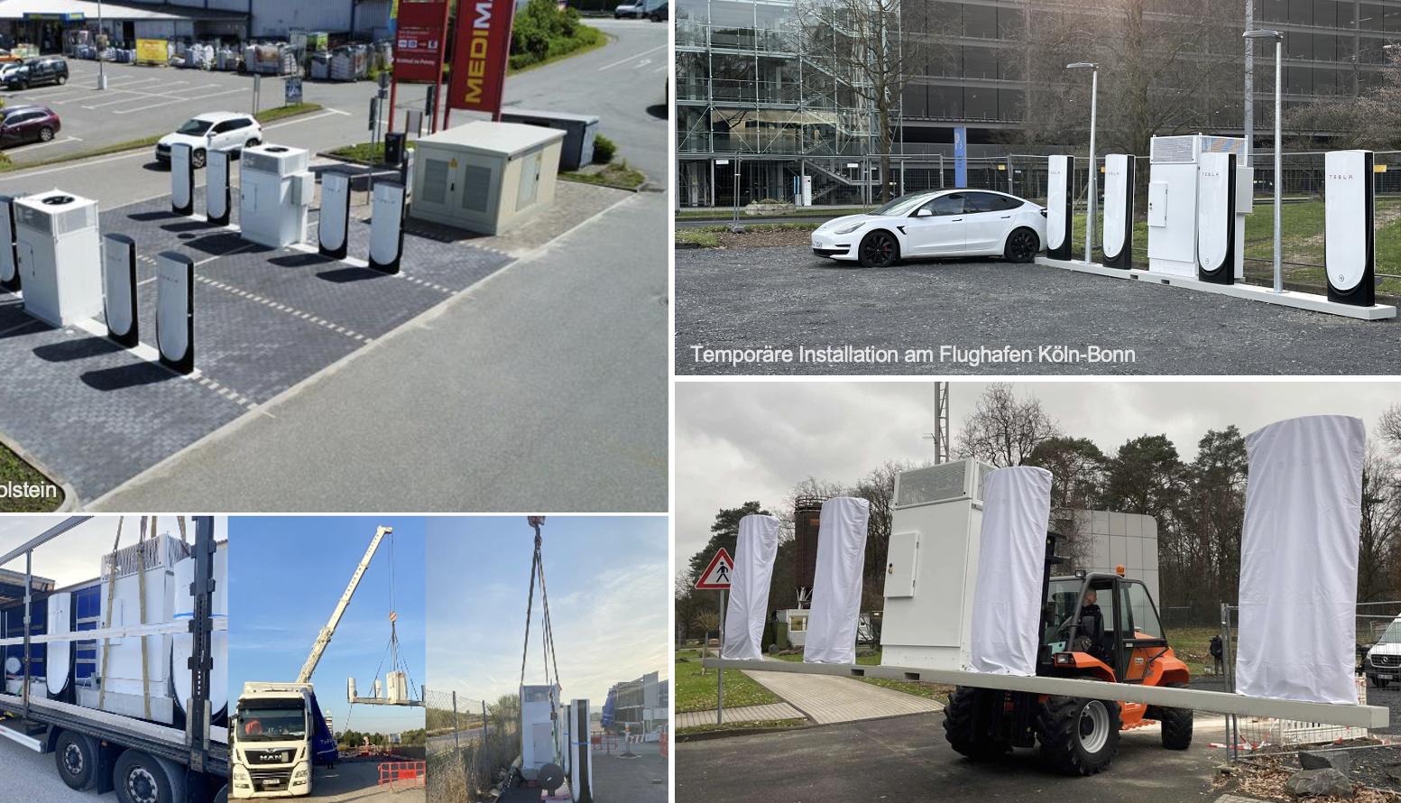 Tesla Hardware-Anlieferung mit Kran